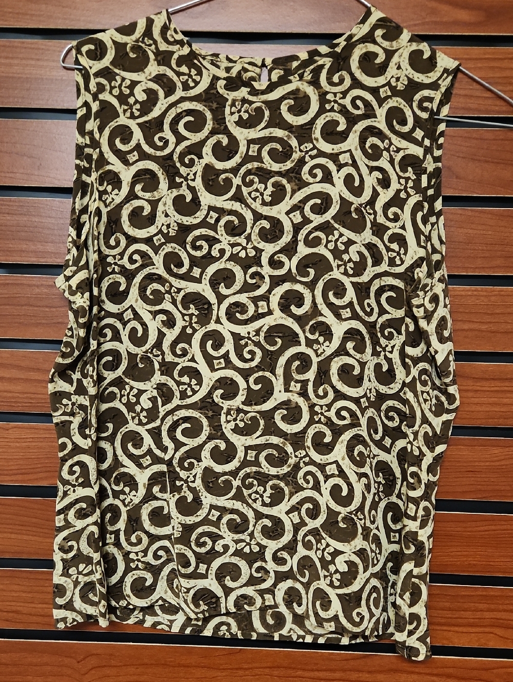 Sleeveless Swirl Print Top in Brown and Cream